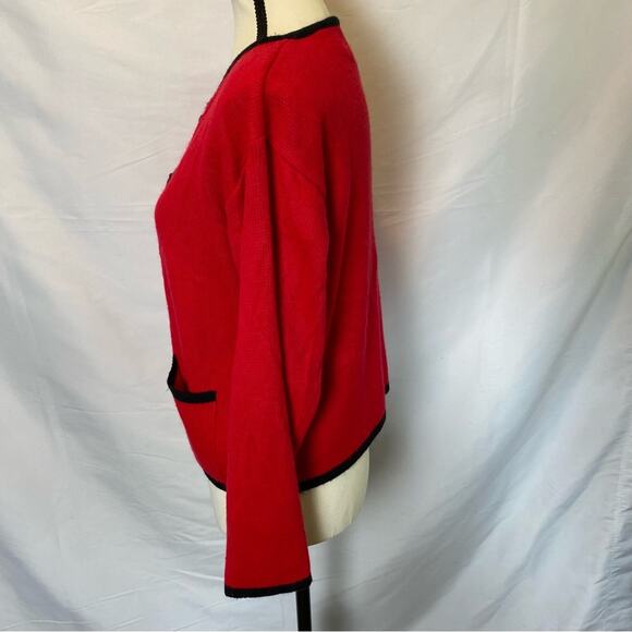 Tally Ho Creation Womens Cardigan Sweater Medium Red Vintage Button Holiday - Picture 5 of 9